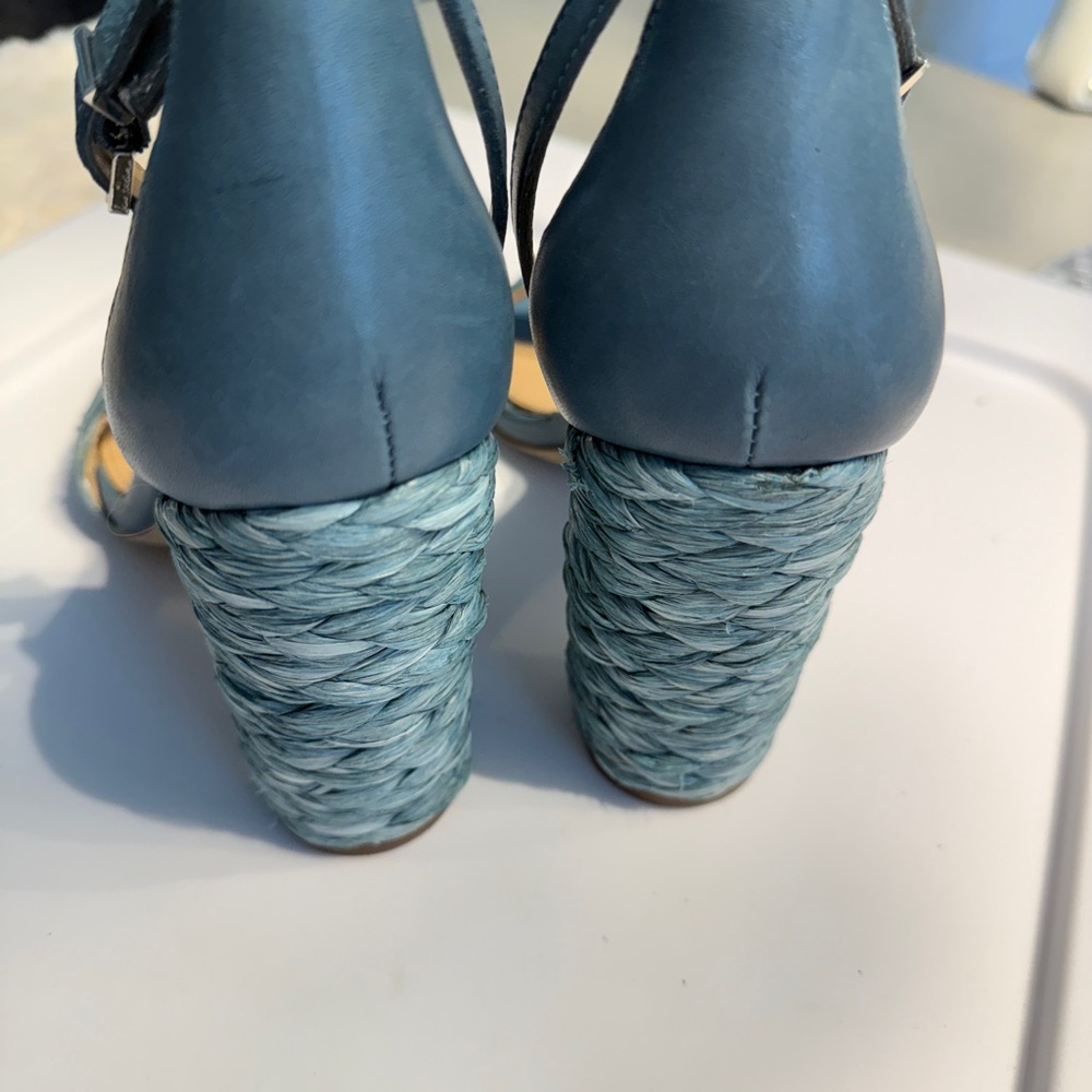 Sam Edelman Teal Braided Sandals block heel- size 7 - Picture 5 of 16